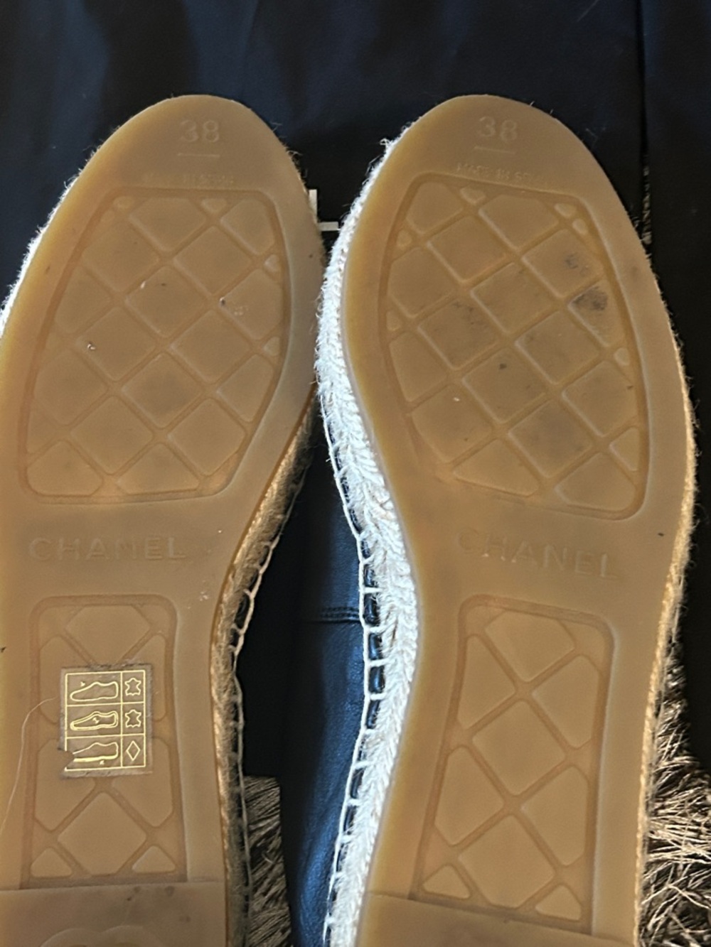 CHANEL Black Leather CC Espadrille Slip-Ons - Picture 7 of 7